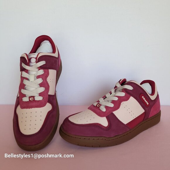 COACH Low Top Leather and Suede Sneakers C201- Pink color- Women’s US Size 8.5B⭐ - Picture 3 of 16